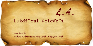 Lukácsi Acicét névjegykártya